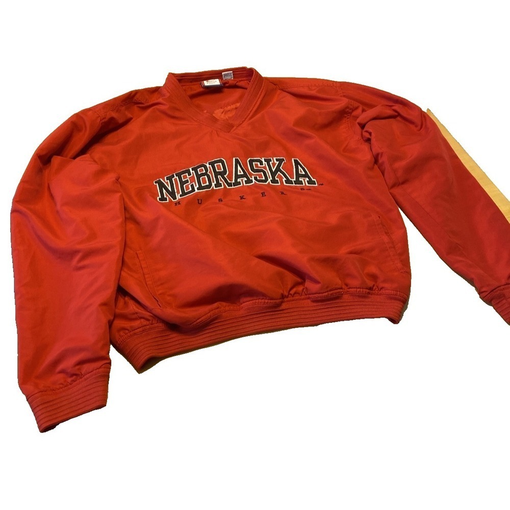 Cadre Athletic Mens Nebraska‎ Huskers V-Neck Windshirt Pullover XL Red